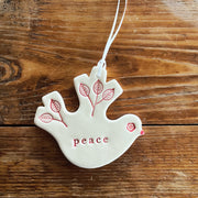 peace - christmas bird ornament
